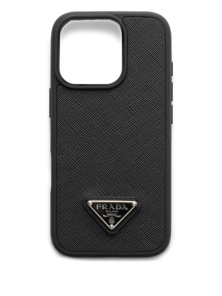  Prada Saffiano Leather Iphone 16 Pro Case - Black 