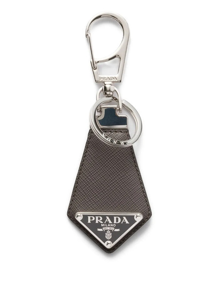  Prada Saffiano Leather Keyring Charm - Grey 