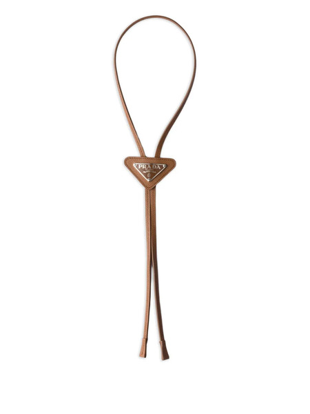  Prada Saffiano-leather Triangle-logo Tie - Brown 