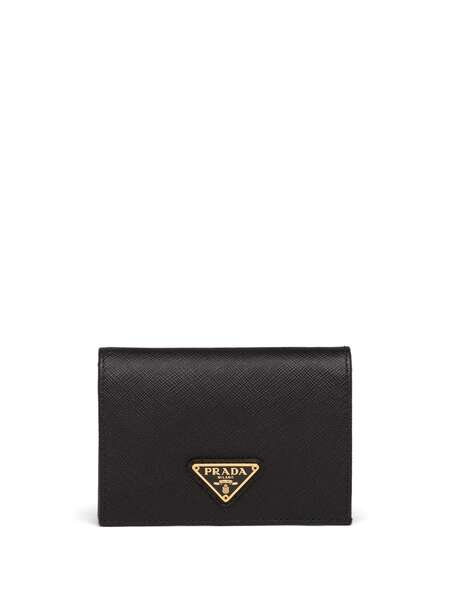  Prada Saffiano Logo Wallet - Black 