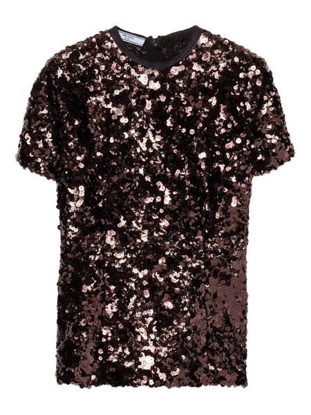  Prada Sequin-embellished Short-sleeve Top - Purple 