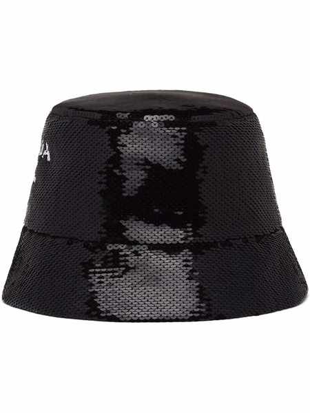  Prada Sequinned Bucked Hat - Black 