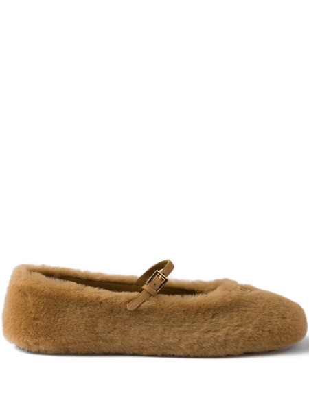  Prada Shearling Ballet Flats - Brown 