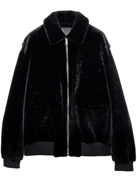 Prada Shearling Bomber Jacket - Black 