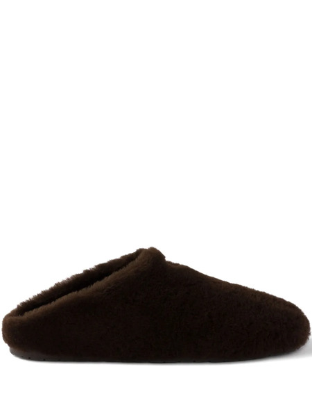  Prada Shearling Mules - Brown 