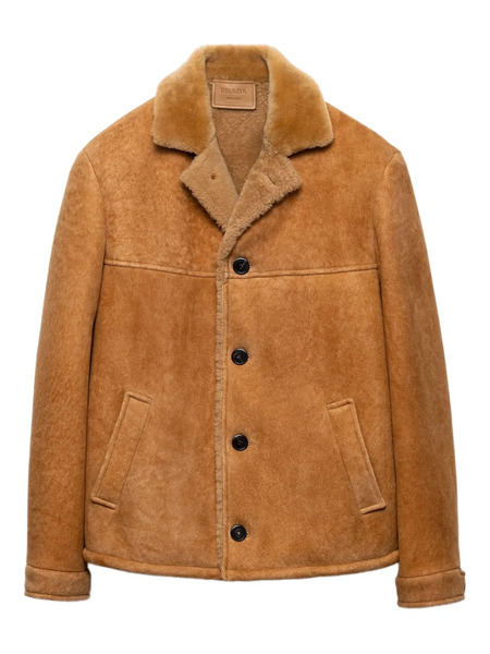  Prada Sheepskin Buttoned Jacket - Brown 