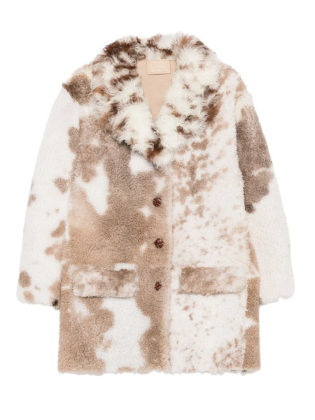  Prada Sheepskin Flap-pockets Coat - White 