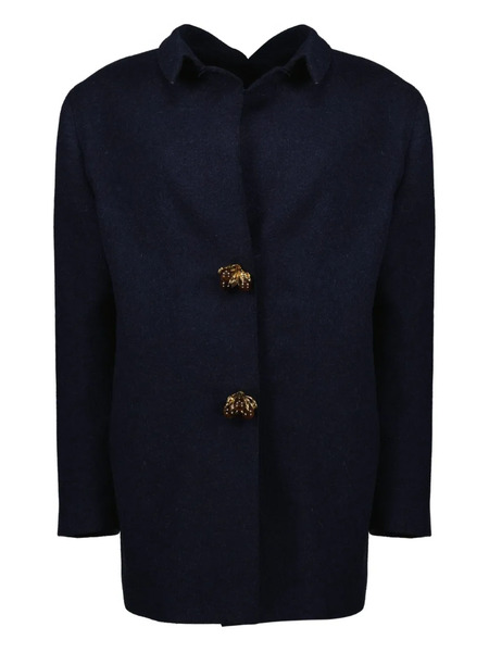  Prada Shetland Jewel-button Jacket - Blue 