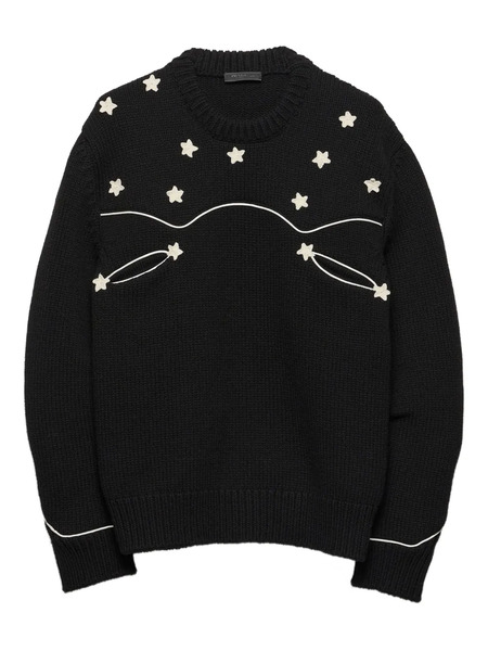  Prada Shetland Ribbed Knit Sweater - Black 
