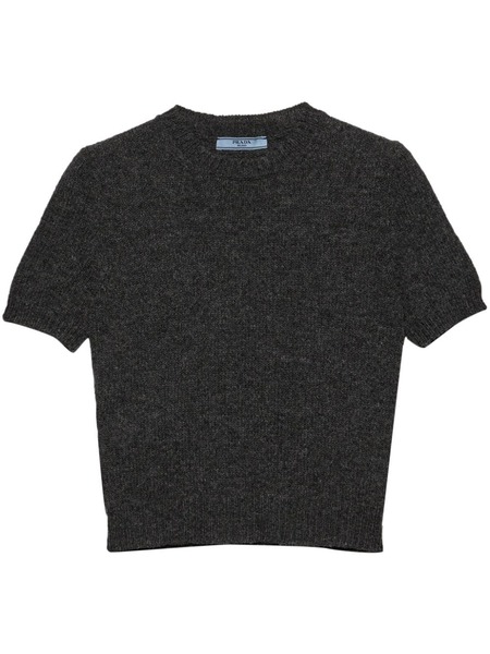  Prada Short-sleeve Cashmere Top - Grey 