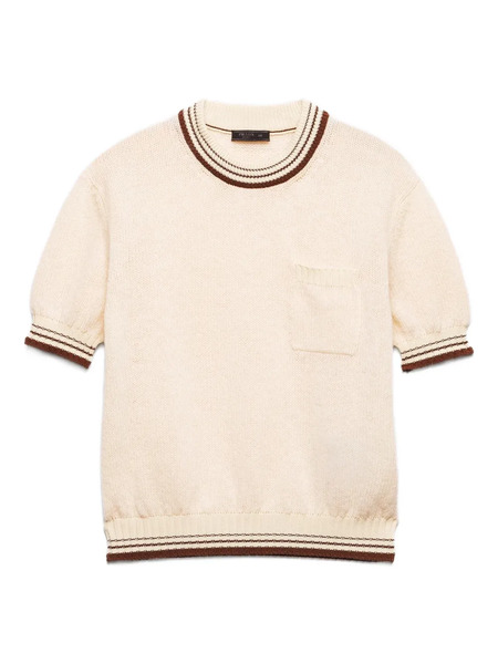  Prada Short-sleeve Pocket Sweater - Neutrals 