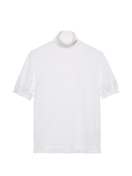  Prada Short-sleeve Turtleneck Sweater - White 
