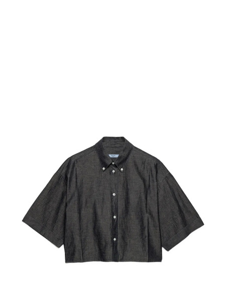  Prada Short-sleeved Chambray Shirt - Blue 