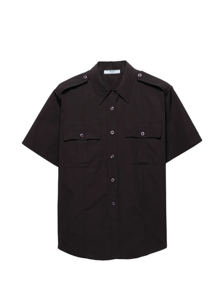  Prada Short-sleeved Poplin Shirt - Black 