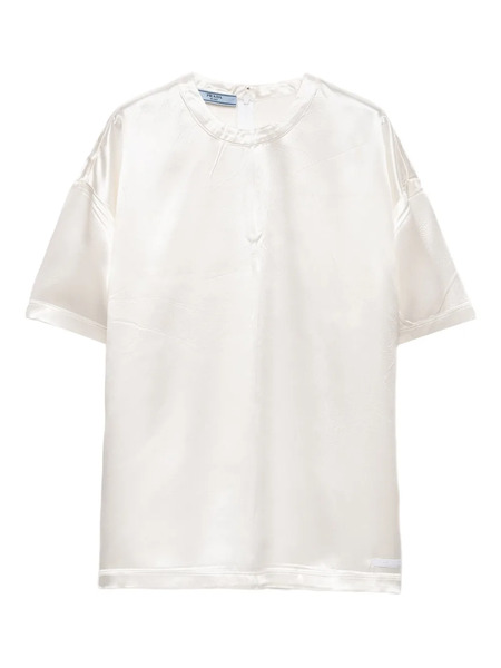  Prada Short-sleeved Satin Top - White 