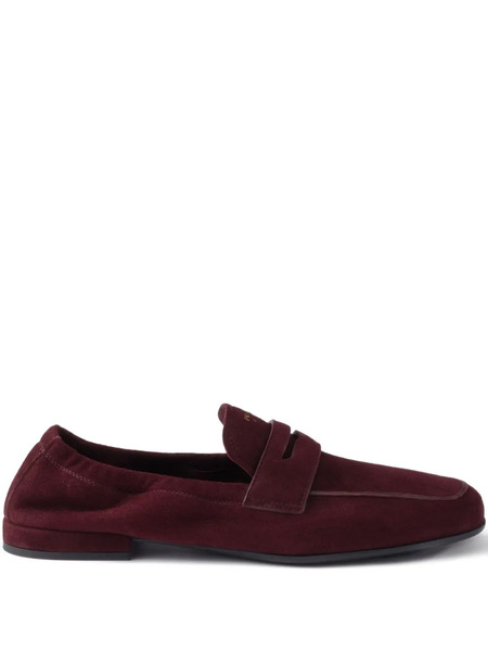  Prada Shuffle Antiqued Suede Loafers - Red 