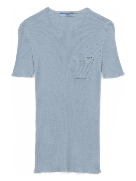  Prada Silk Crew-neck Top - Blue 