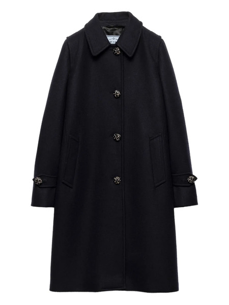  Prada Single-breasted Double Loden Coat - Blue 