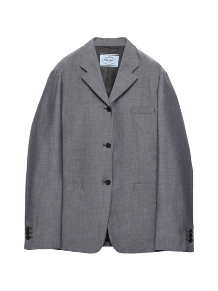  Prada Single-breasted Kid-mohair Jacket - Grey 