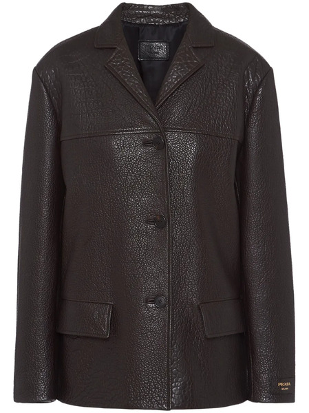  Prada Single-breasted Leather Jacket - Brown 