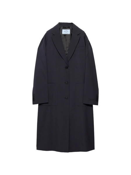  Prada Single-breasted Light Wool Coat - Blue 