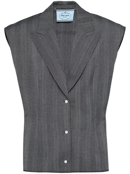  Prada Single-breasted Pinstripe Vest - Grey 