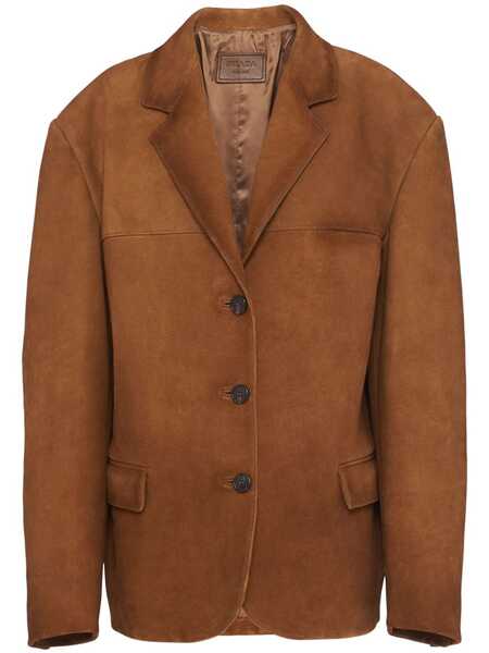  Prada Single-breasted Suede Blazer - Brown 