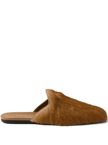  Prada Slip-on Leather Mules - Brown 