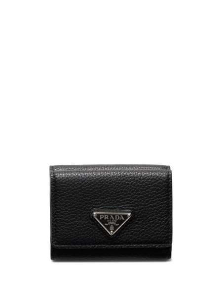  Prada Small Enamel Triangle-logo Wallet - Black 