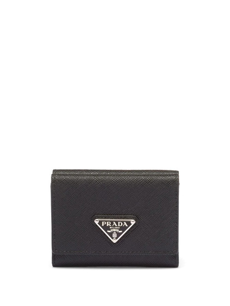  Prada Small Logo-plaque Leather Wallet - Black 