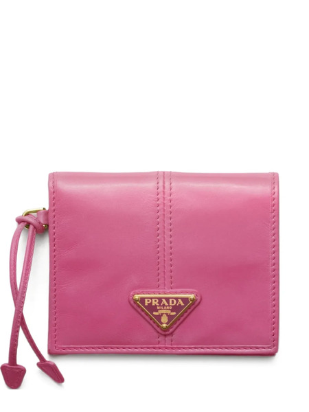  Prada Small Logo-plaque Leather Wallet - Pink 