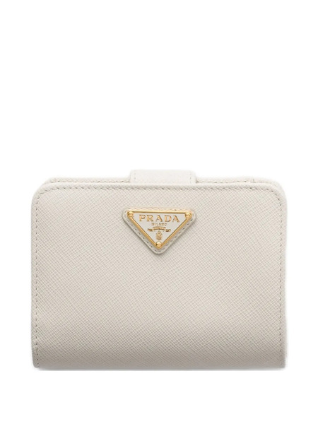  Prada Small Saffiano Leather Snap Wallet - White 