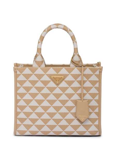  Prada Small Symbole Jacquard Tote Bag - Neutrals 