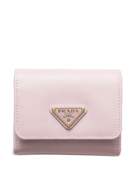  Prada Small Triangle-logo Leather Wallet - Pink 