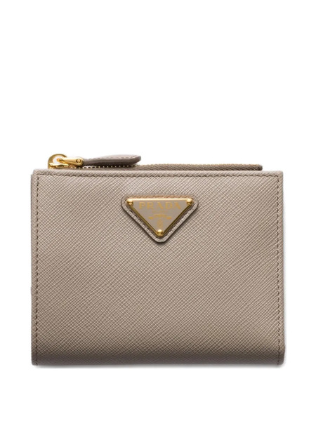  Prada Small Triangle-logo Saffiano Leather Wallet - Grey 