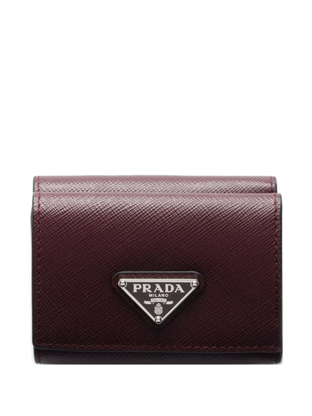  Prada Snap Triangle Leather Wallet - Red 