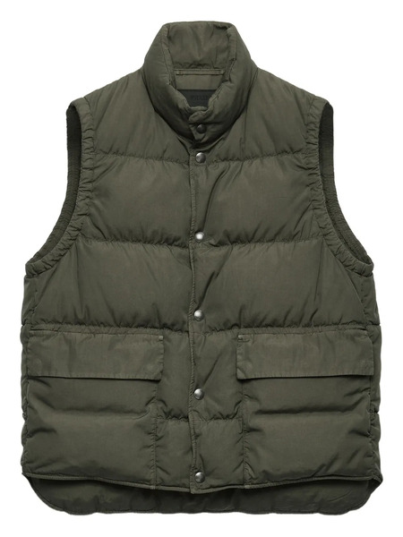  Prada Stand-up Collar Patch-pockets Gilet - Green 