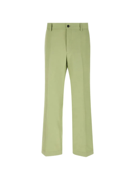  Prada Stretched Pleat Poplin Trousers - Green 