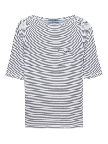  Prada Striped Boat-neck Sweater - Blue 
