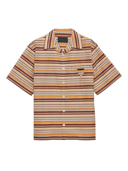  Prada Striped Bowling Shirt - Brown 