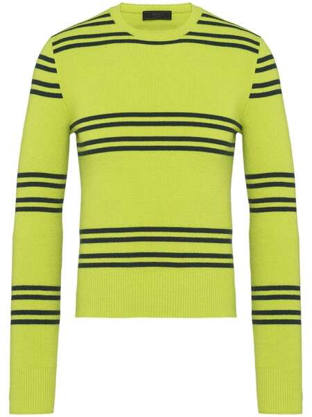  Prada Striped Lambswool Jumper - Green 