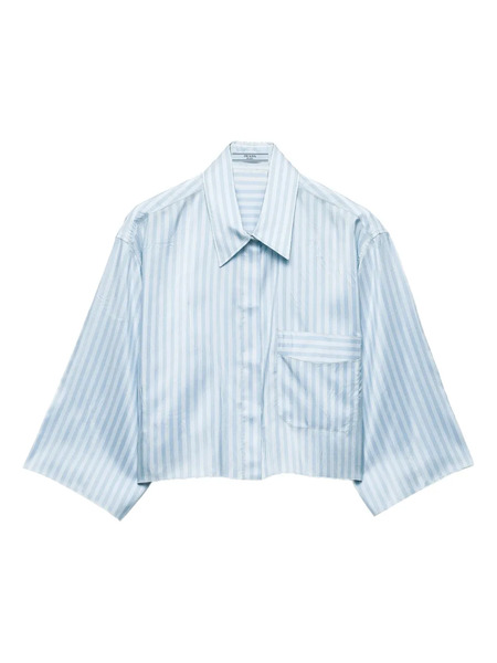  Prada Striped Patch-pocket Shirt - Blue 