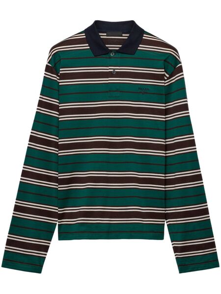  Prada Striped Polo Shirt - Green 