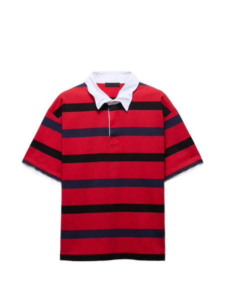  Prada Striped Polo Shirt - Red 