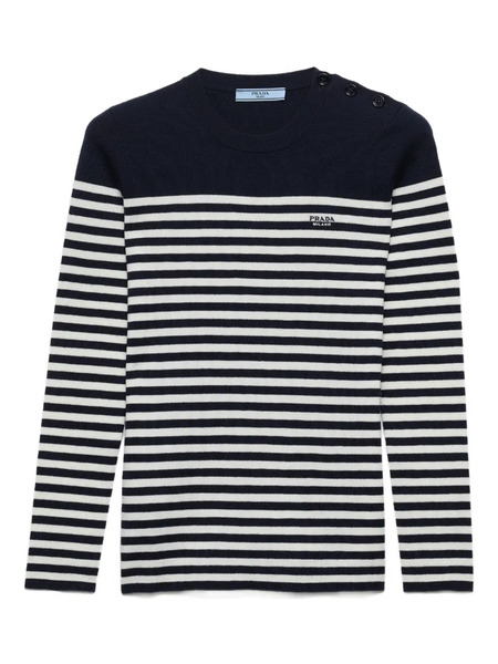  Prada Striped Ribbed Sweater - Blue 