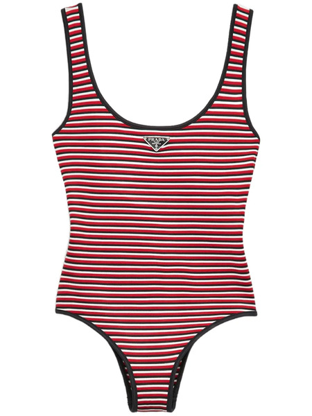  Prada Striped Swimsuit - Black 