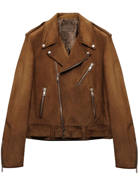  Prada Suede Biker Jacket - Brown 