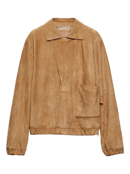  Prada Suede Blouson Jacket - Neutrals 