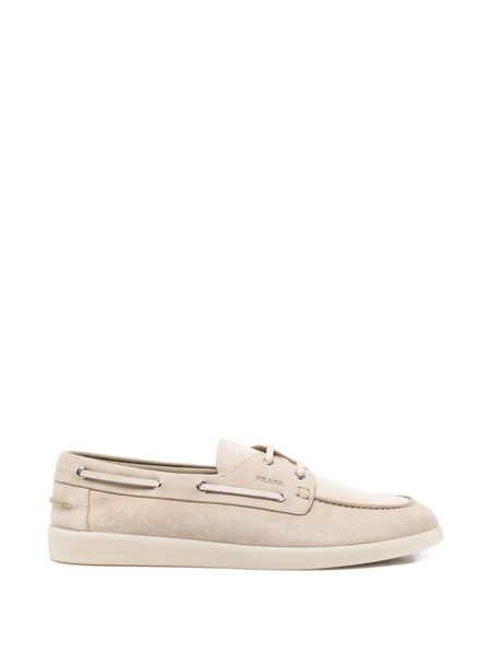  Prada Suede Boat Shoes - Neutrals 