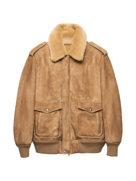  Prada Suede Bomber Jacket - Brown 